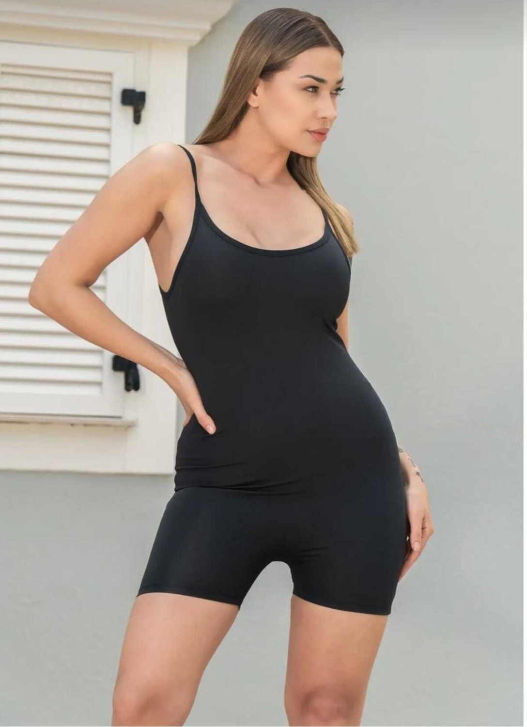 Maison La Femme Vücuda Oturan Kadın Spor Şort Tulum / Toparlayıcı Askılı Spor Tulum görsel 3