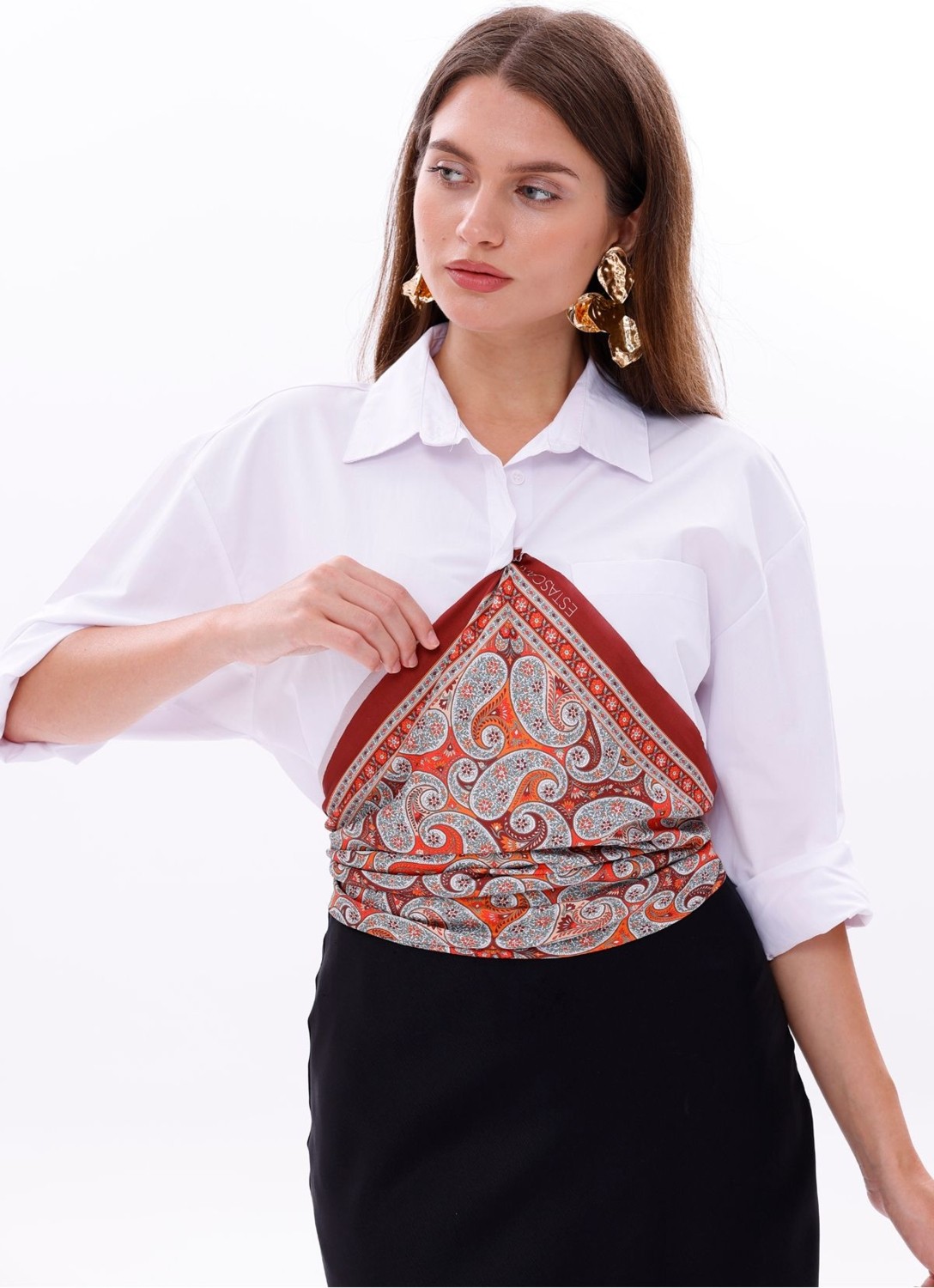 Tarzını Seç Doğu Esintisi Model Fular Bandana Şal Estascarf 70X70 cm görsel 5