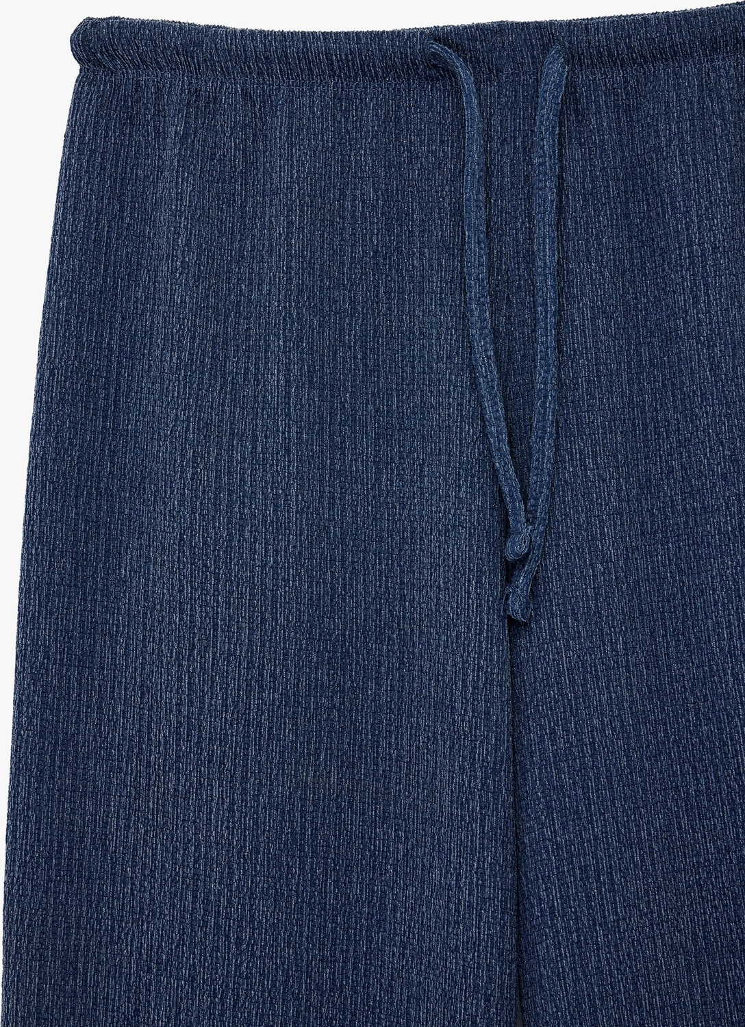Koton Beli Bağcıklı Bürümcük Geniş Paça Pantolon görsel 5