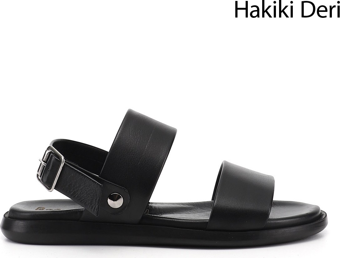 Gönderi(r) Erkek Siyah Tokalı Hakiki Deri Comfort Sandalet