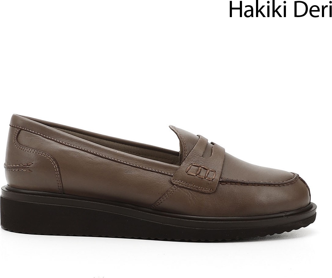Gönderi(r) Kadın Dolgu Taban Hakiki Deri Loafer Ayakkabı