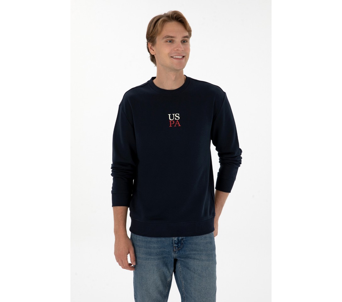 U.S. Polo Assn. Erkek Comfort Fit Bisiklet Yaka Bordo Basic Sweatshirt 50313760-VR014 görsel 2