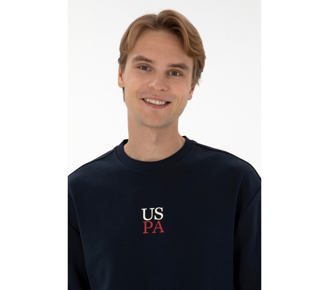 U.S. Polo Assn. Erkek Comfort Fit Bisiklet Yaka Bordo Basic Sweatshirt 50313760-VR014 görsel 4