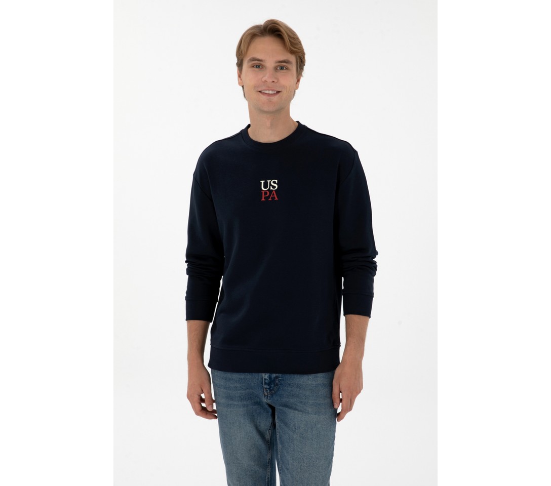 U.S. Polo Assn. Erkek Comfort Fit Bisiklet Yaka Bordo Basic Sweatshirt 50313760-VR014 görsel 6