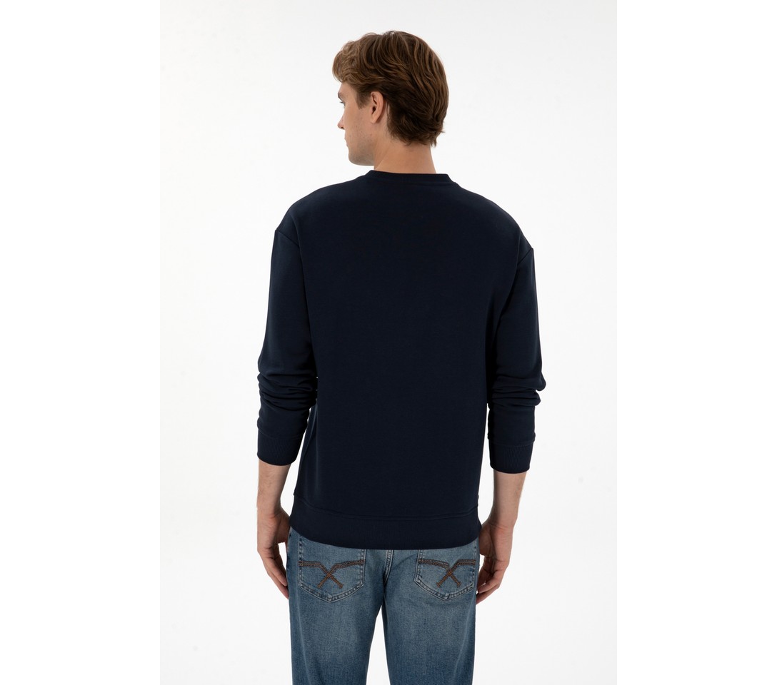 U.S. Polo Assn. Erkek Comfort Fit Bisiklet Yaka Bordo Basic Sweatshirt 50313760-VR014 görsel 8
