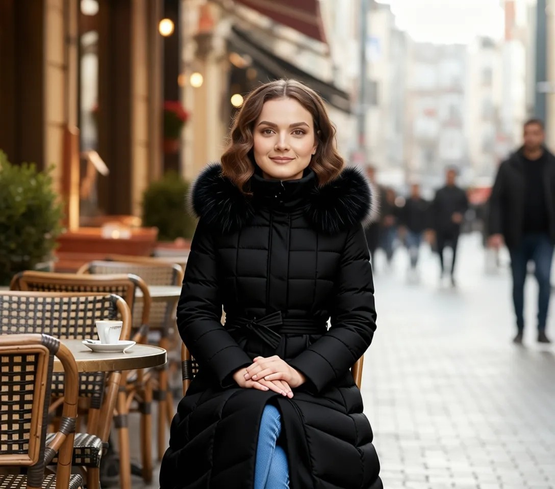 Barbora Kadın Kışlık Tam Boy Kapüşonlu Polyester Şişme Mont Siyah Trend Tasarım görsel 8