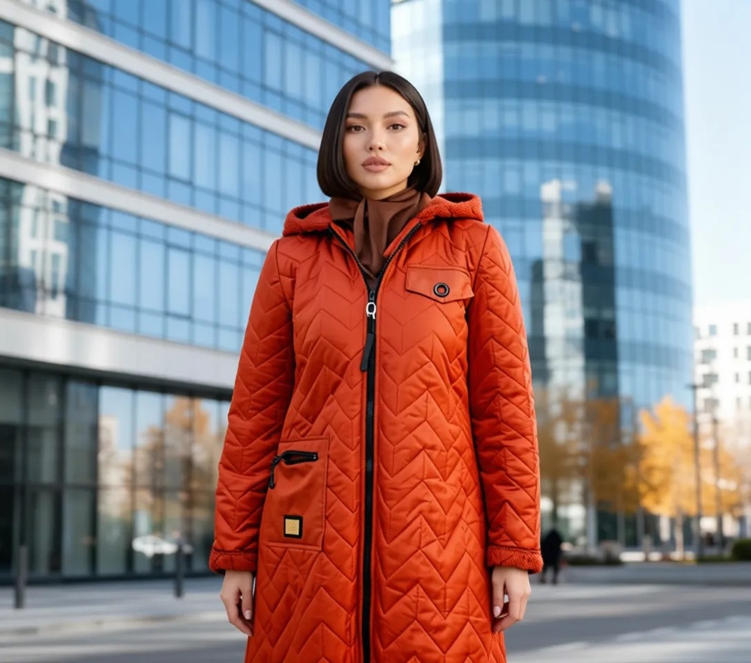 İmaj Butik Kremit Kapüşonlu Kaban İçi Kürklü Polyester Kumaşla Tasarlandı Şık ve Rahat görsel 5