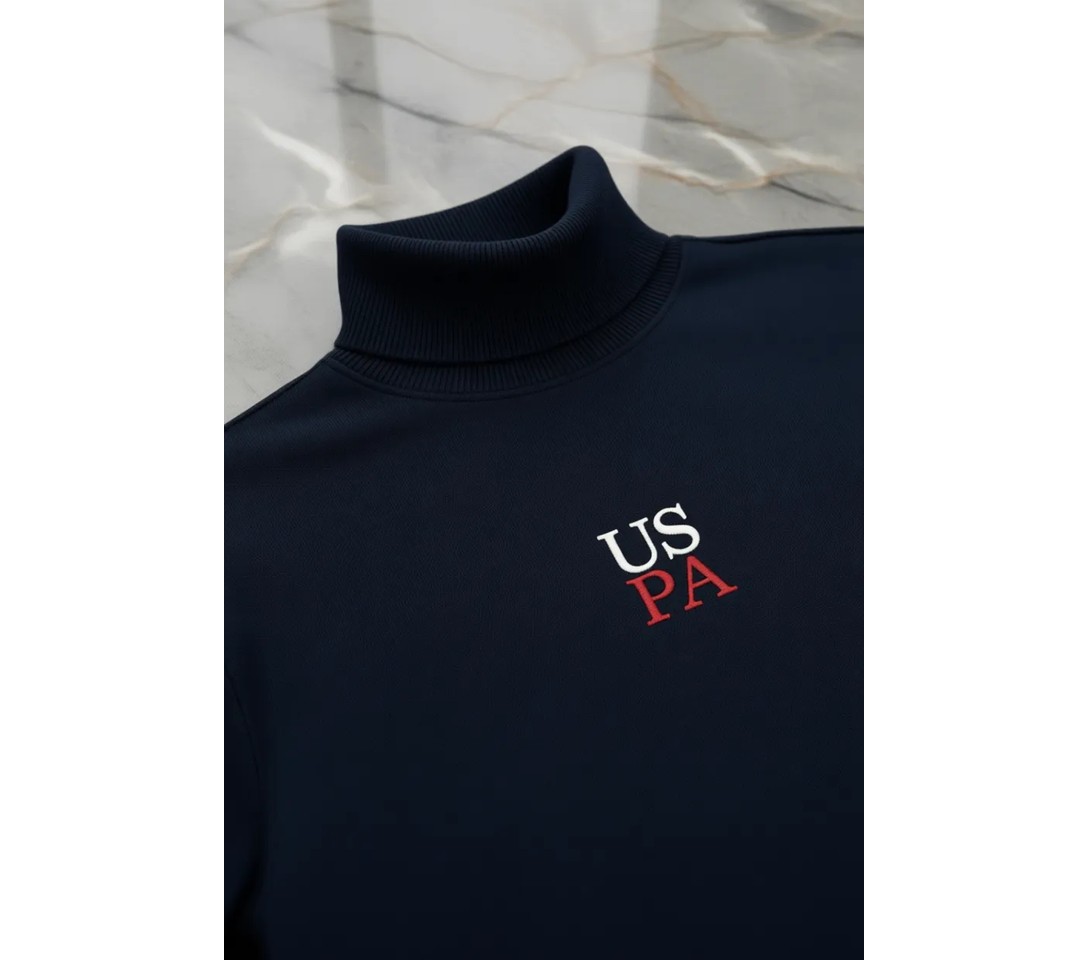 U.S. Polo Assn. Erkek Comfort Fit Bisiklet Yaka Bordo Basic Sweatshirt 50313760-VR014 görsel 5