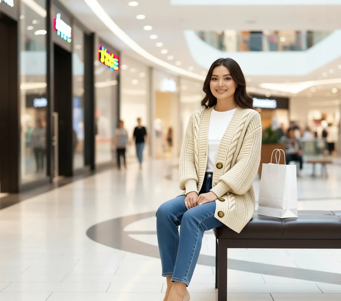 Tesettürce Moda Lugmo Kadın Triko Hırka Akrilik Iplik 80 cm Saç Örgülü Taş görsel 4