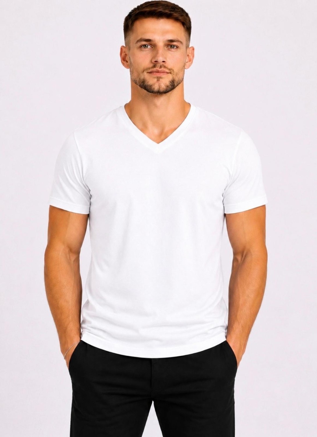 Axxel Erkek Pamuklu V Yaka Kısa Kollu T-SHIRT-D804