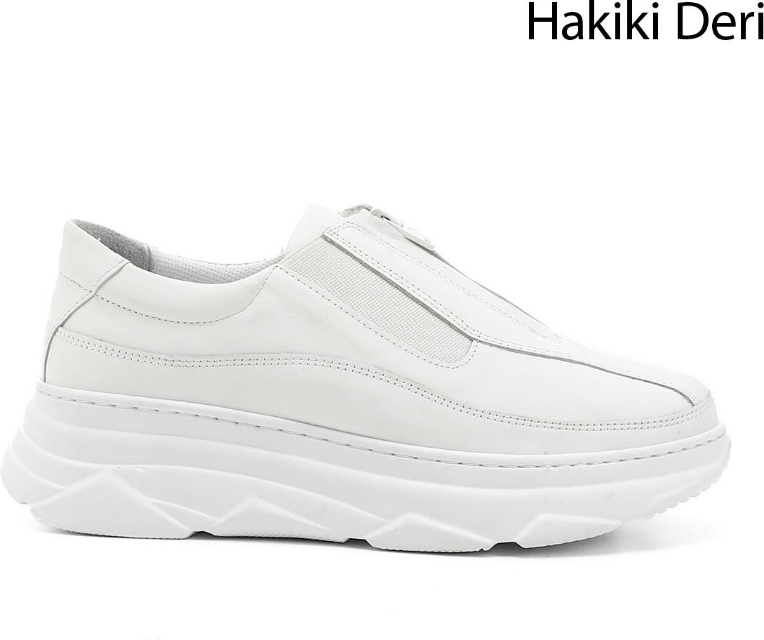 Gönderi(r) Kadın Antik Bej Fermuarlı Dolgu Taban Hakiki Deri Sneaker