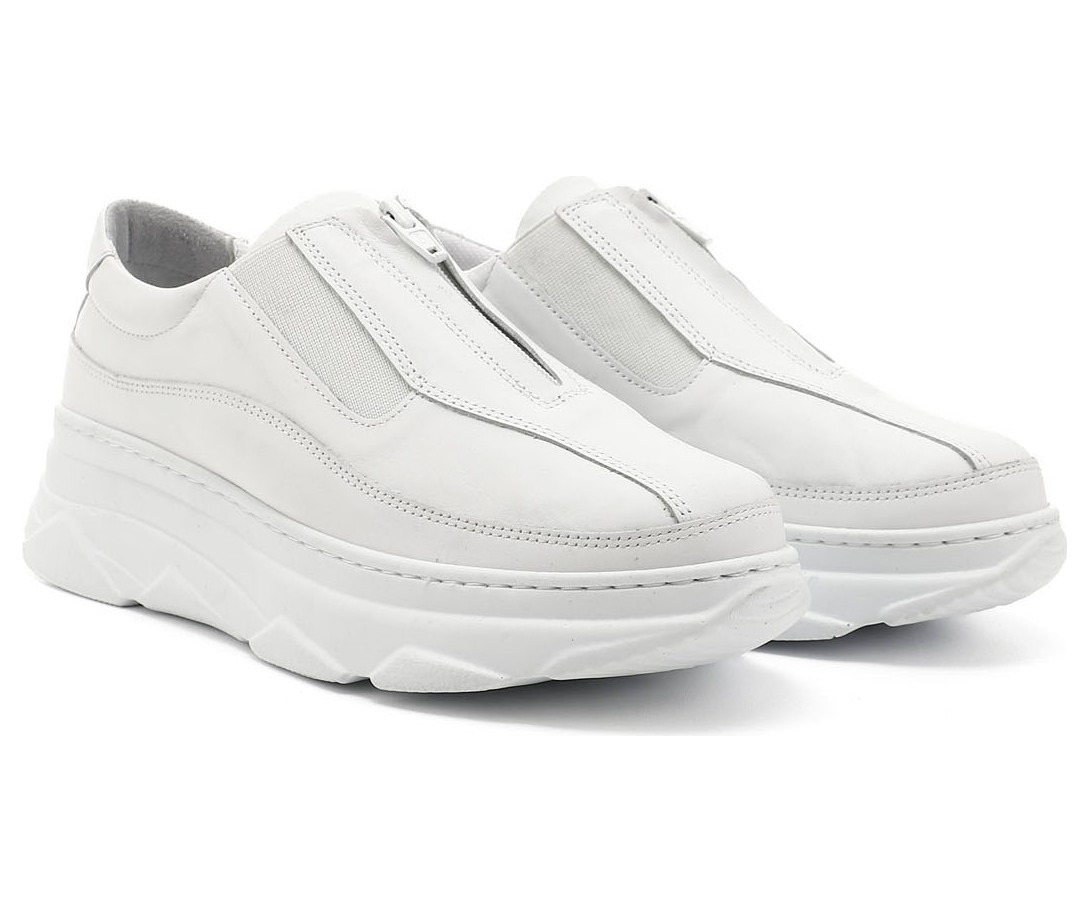 Gönderi(r) Kadın Antik Bej Fermuarlı Dolgu Taban Hakiki Deri Sneaker görsel 3