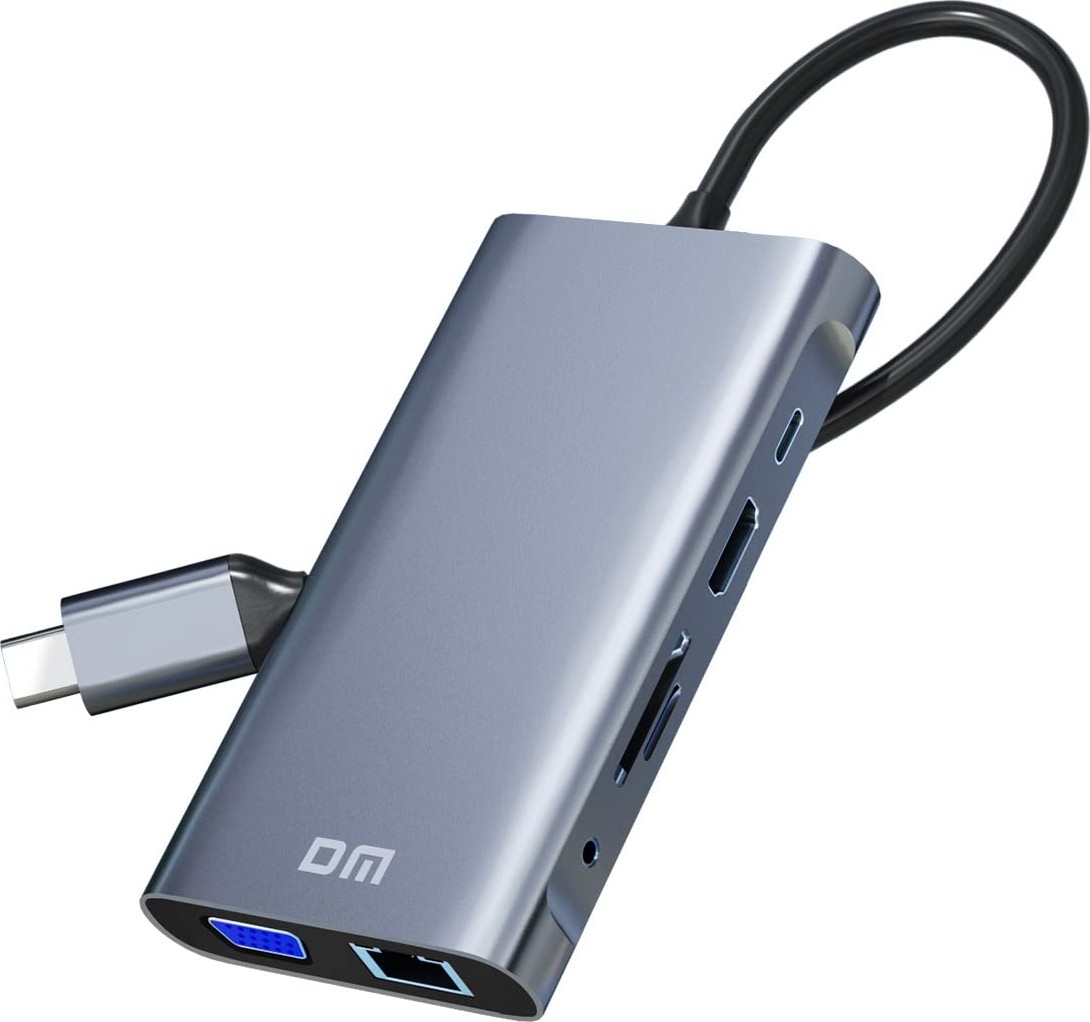 Aesco Dm CHB055 Type-C To HDMI VGA RJ45 Ethernet 3*usb 3.0 Aux Pd Tf Sd Kart Okuyucu Dönüştürücü görsel 5