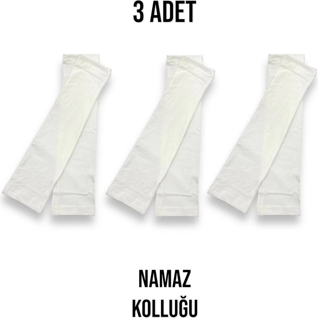 Erdenay Tekstil Kaliteli Penye Namaz Kolluğu 3 Çift - Siyah - Beyaz - Kahve görsel 7