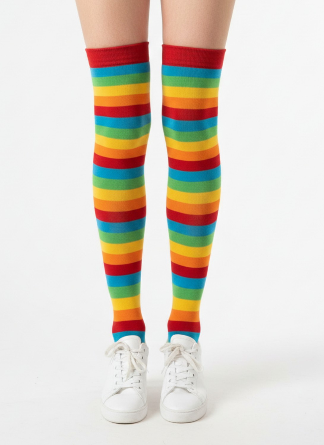 Carnaval Socks Gökkuşağı Desenli Çizgili Kadın Diz Üstü Çorap