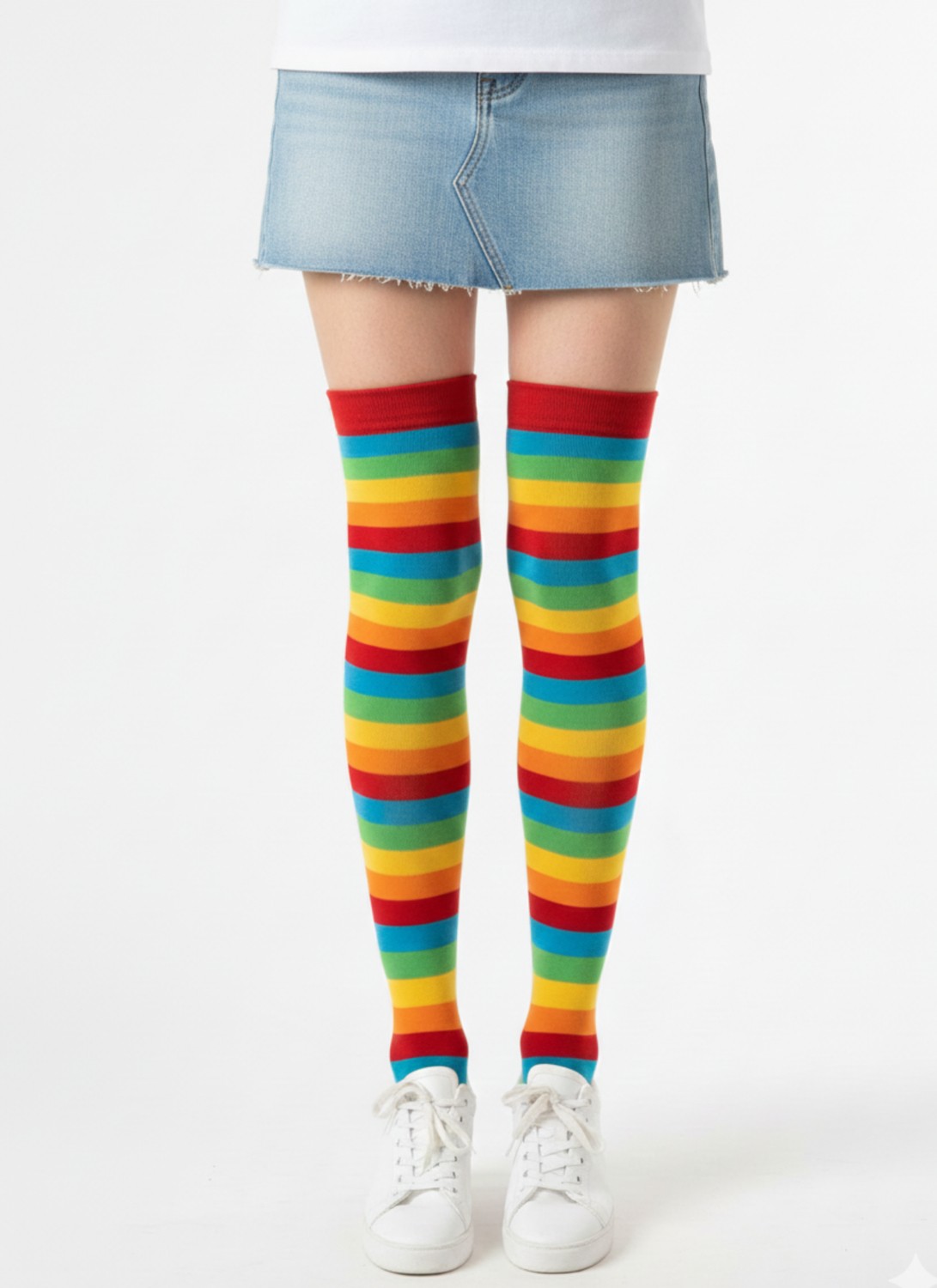 Carnaval Socks Gökkuşağı Desenli Çizgili Kadın Diz Üstü Çorap görsel 2