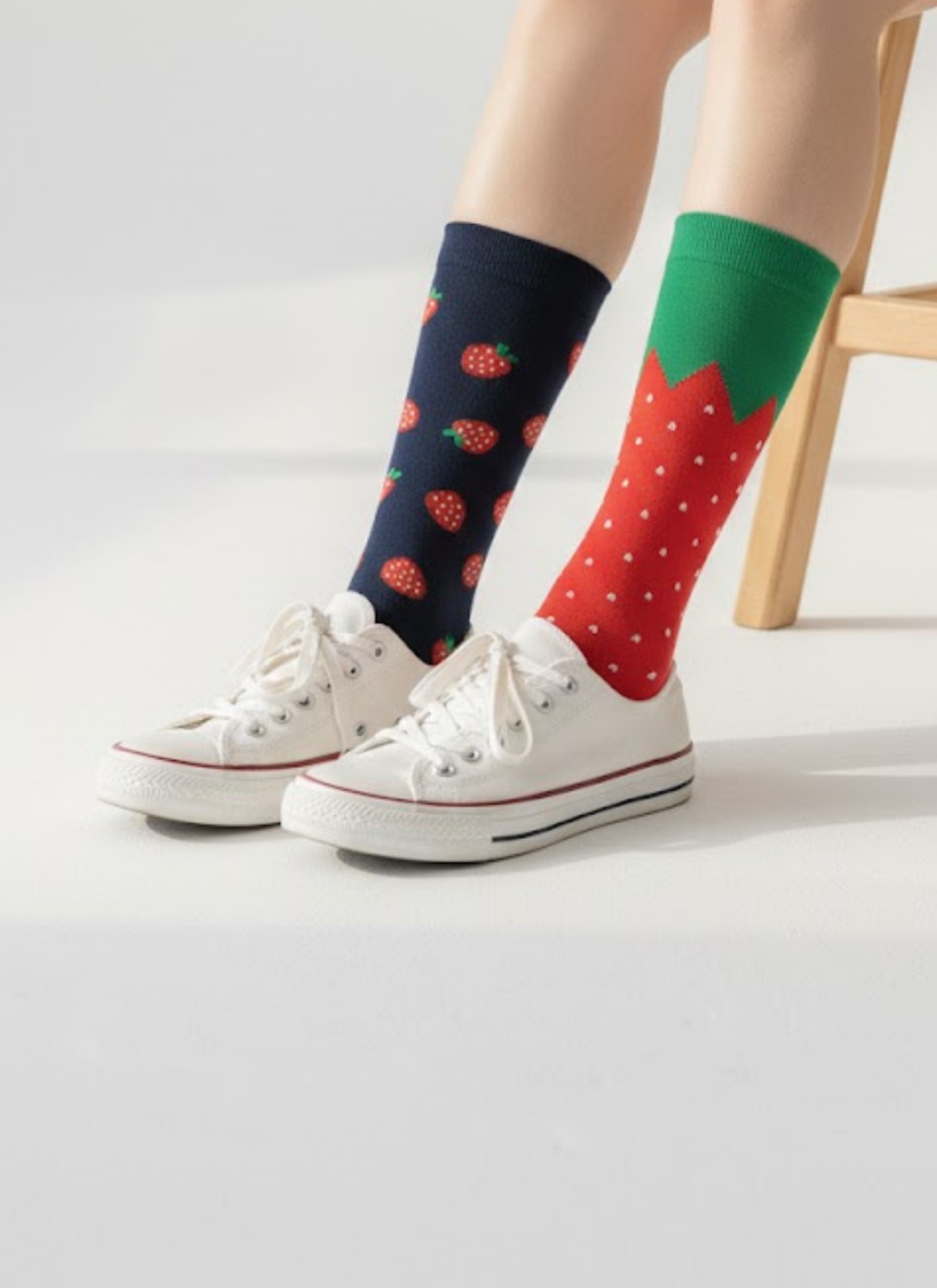 Carnaval Socks Sağlı Sollu Çilek Desenli Soket Çorap 2’li Set, %85 Pamuk, 36-42 Numara (2 Çift) görsel 3
