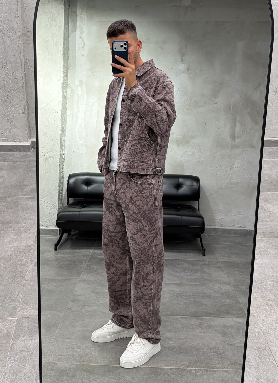 Difransel Jeans Mega Cepli Desenli Kahve Denim Takım