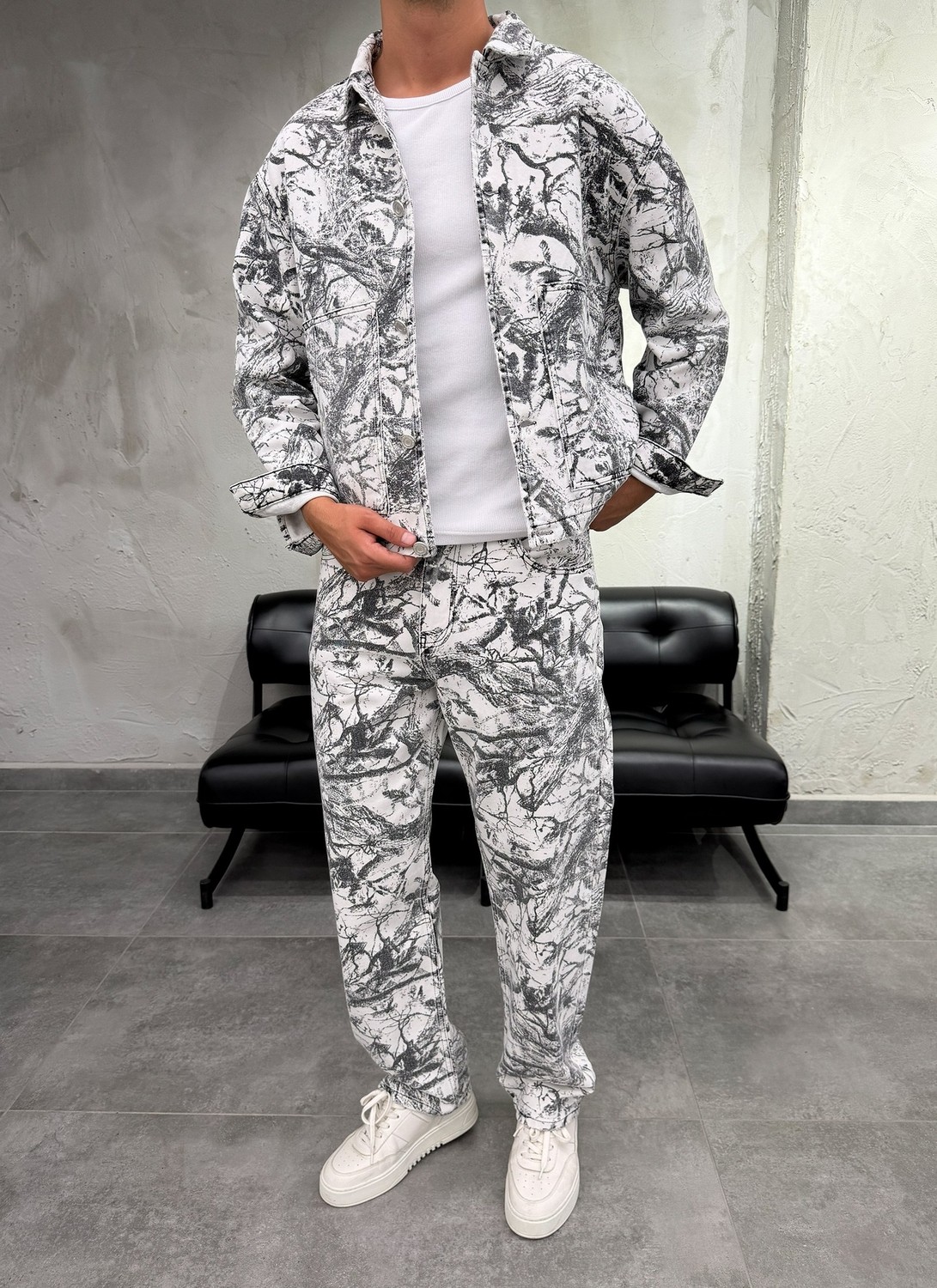 Difransel Jeans Mega Cepli Desenli Kahve Denim Takım görsel 6