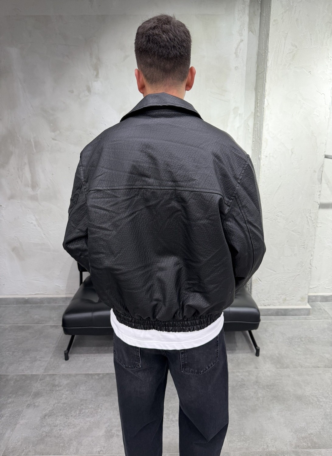 Difransel Jeans Mega Cep Suni Deri Bomber Ceket görsel 3