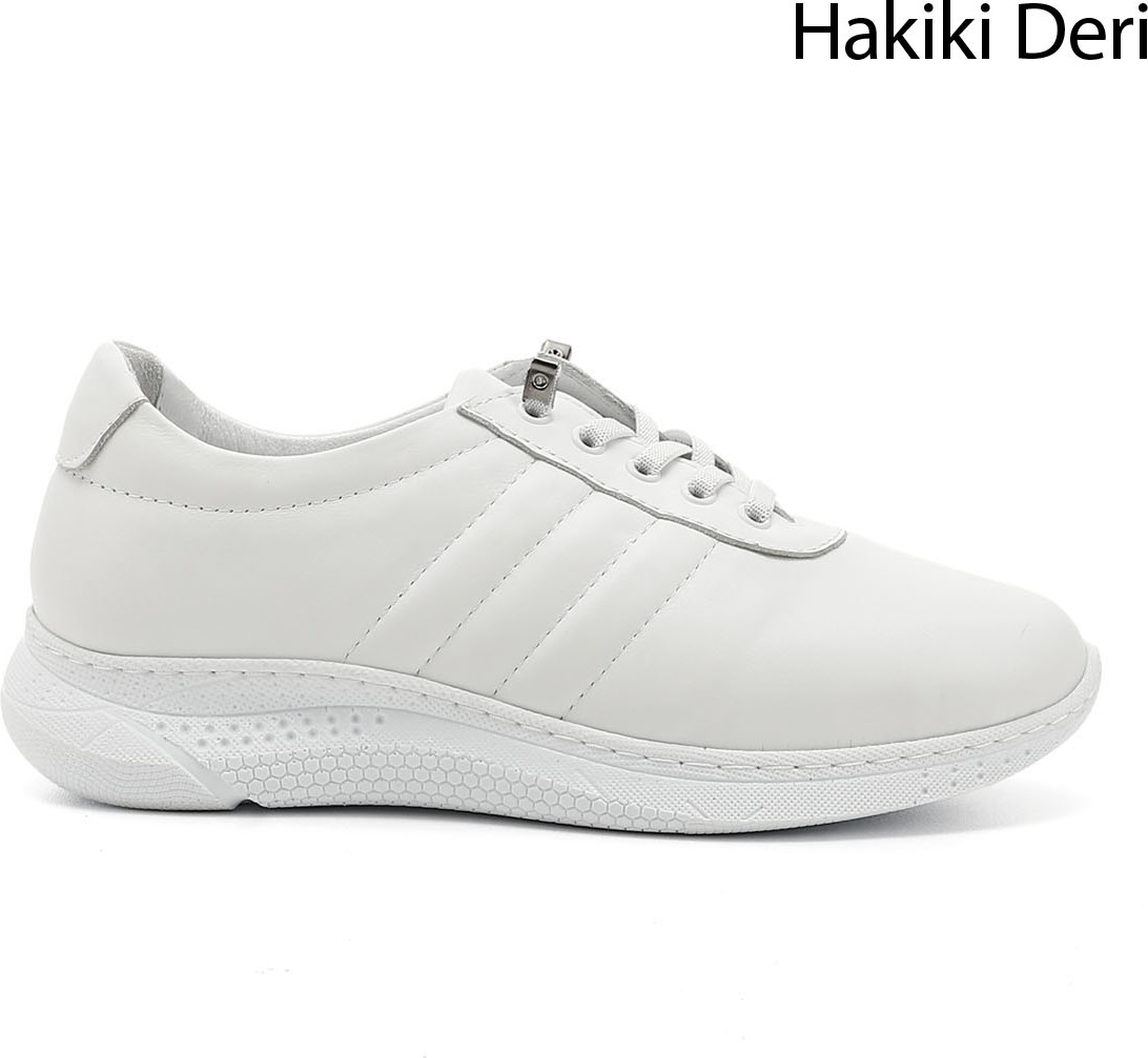 Gönderi(r) Kadın Beyaz Bağcıklı Dolgu Taban Hakiki Deri Sneaker görsel 6