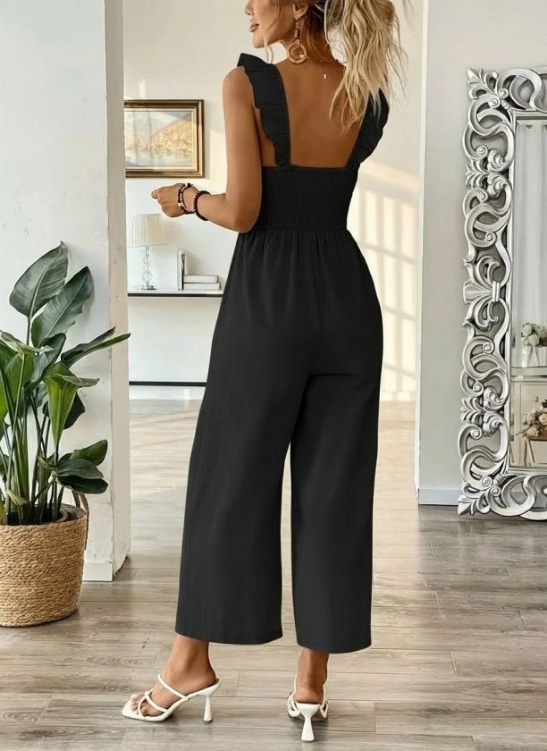 Pileli Store Kadın Askılı Gipe Detaylı Cepli Uzun Tulum görsel 5