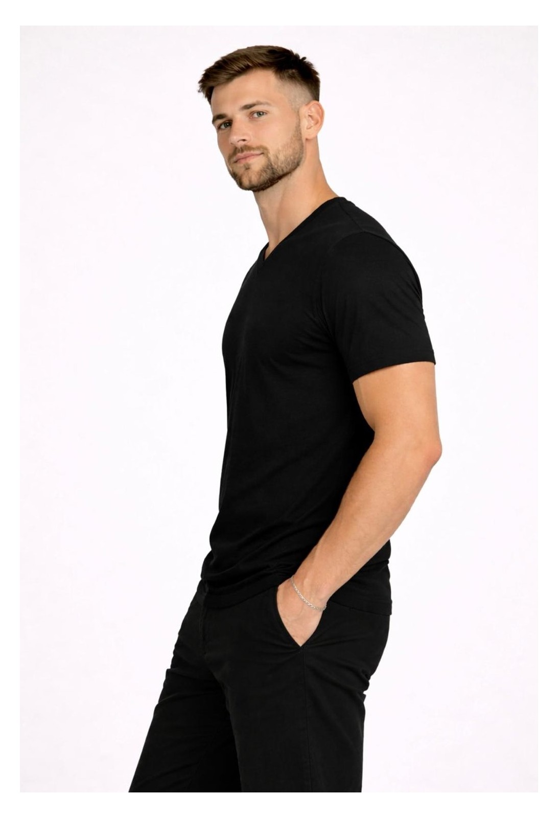 Axxel Erkek Pamuklu V Yaka Kısa Kollu T-SHIRT-D804 görsel 6