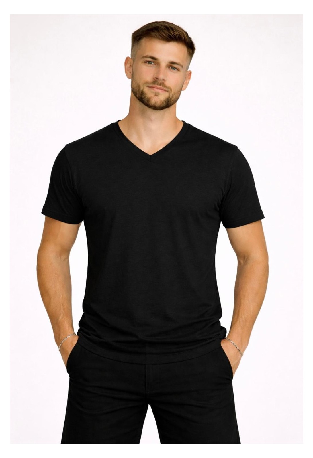 Axxel Erkek Pamuklu V Yaka Kısa Kollu T-SHIRT-D804