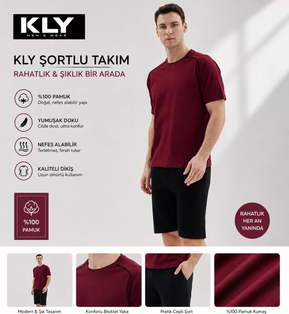 Melonika Kly Şortlu Bordo Pijama Takım 26216
