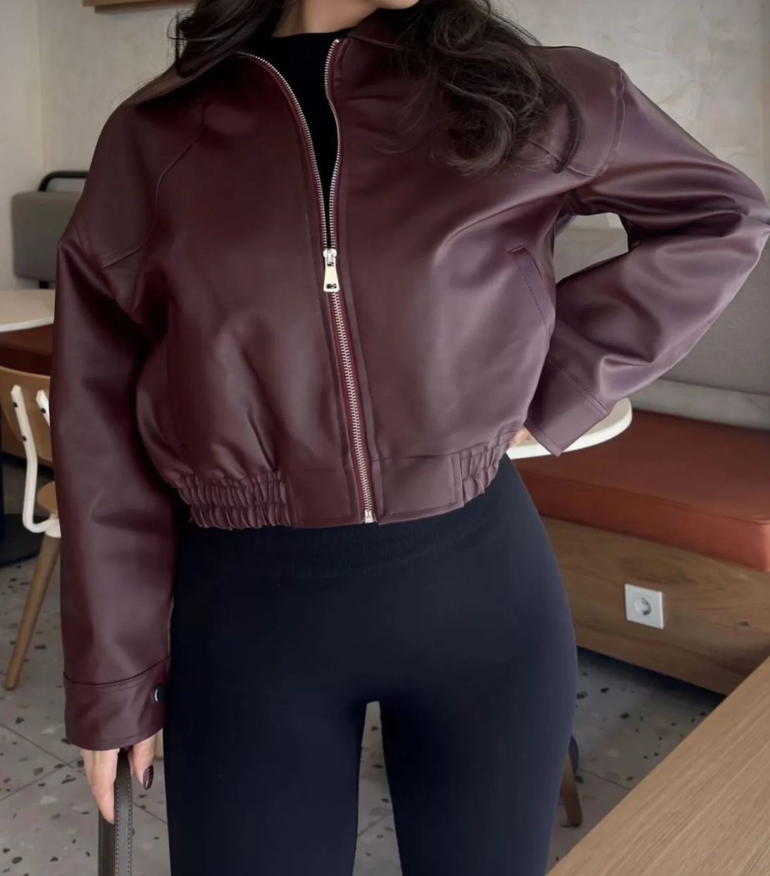 Moda Armanc Kadın Deri Bomber Ceket görsel 8