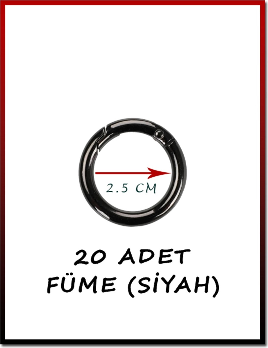 Orhan Çanta 20 Adet 2.5 cm Yaylı Halka Antrasit Siyah