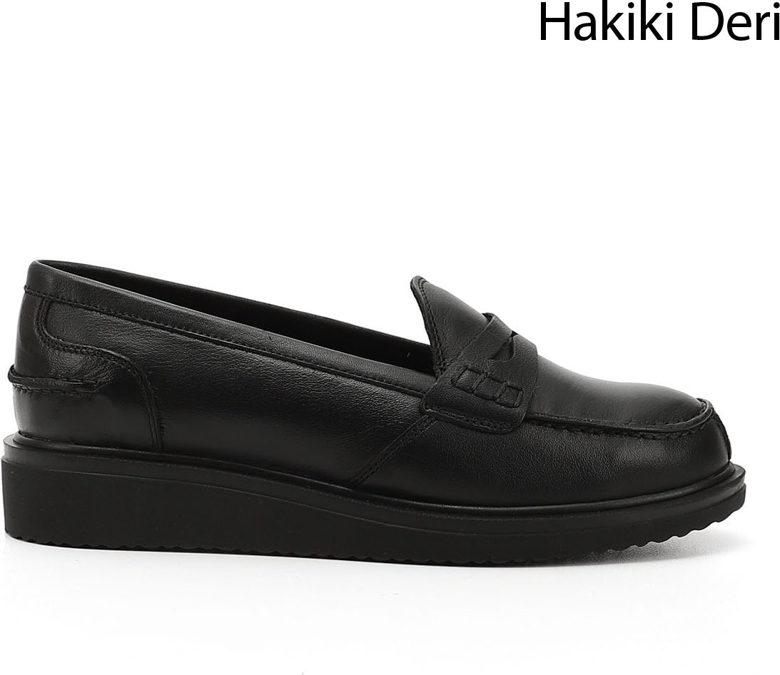 Gönderi(r) Kadın Dolgu Taban Hakiki Deri Loafer Ayakkabı