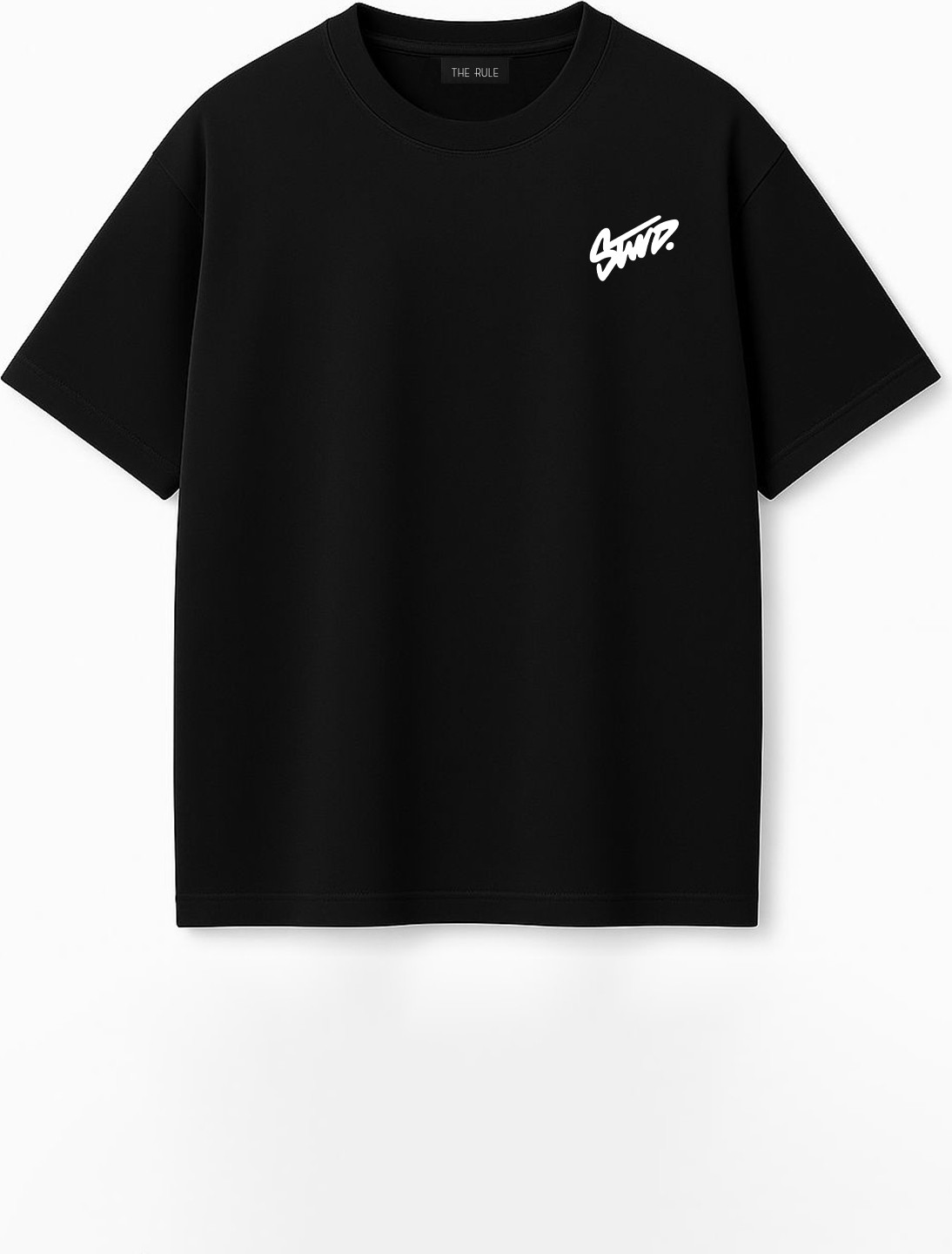 The Rule Unisex Stwd Baskılı Oversize %100 Pamuk Geniş Kesim Yumuşak Dokulu Bisiklet Yaka Siyah T-Shirt