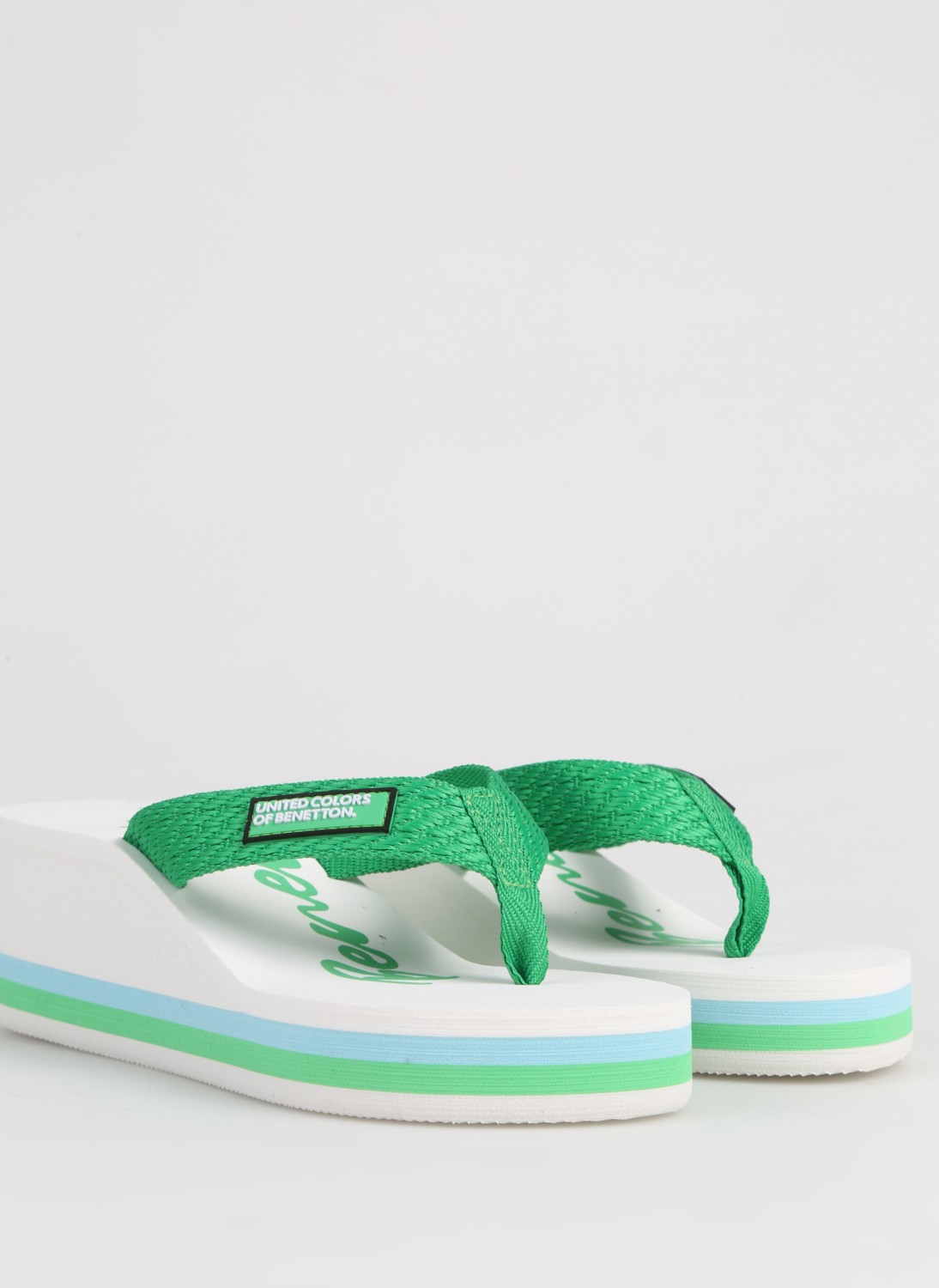 Benetton Yeşil - Beyaz Kadın Plaj Terliği BNI-10218 görsel 5