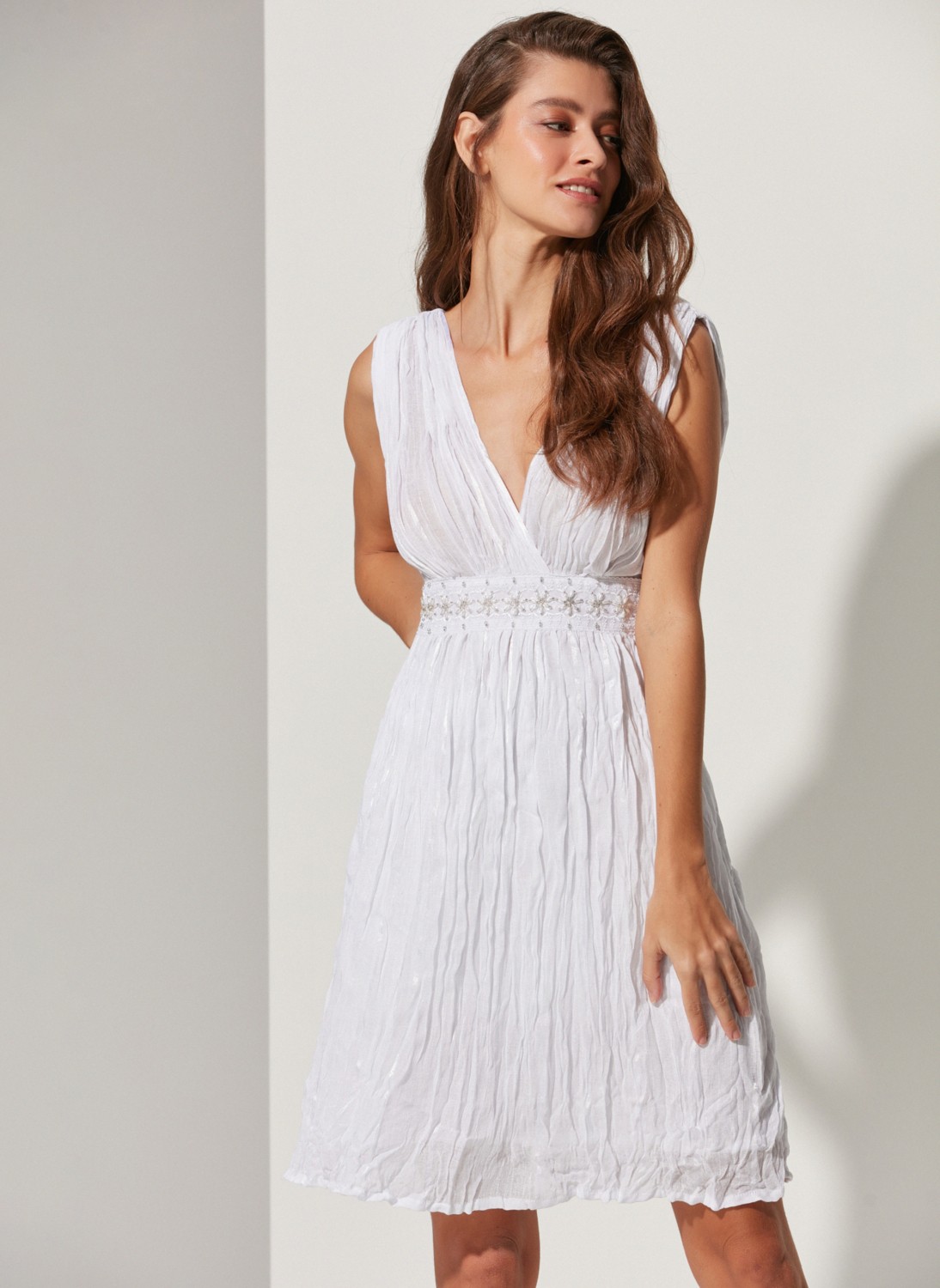 White by Nature Beyaz Kadın Plaj Elbisesi WBN3125-STD görsel 3
