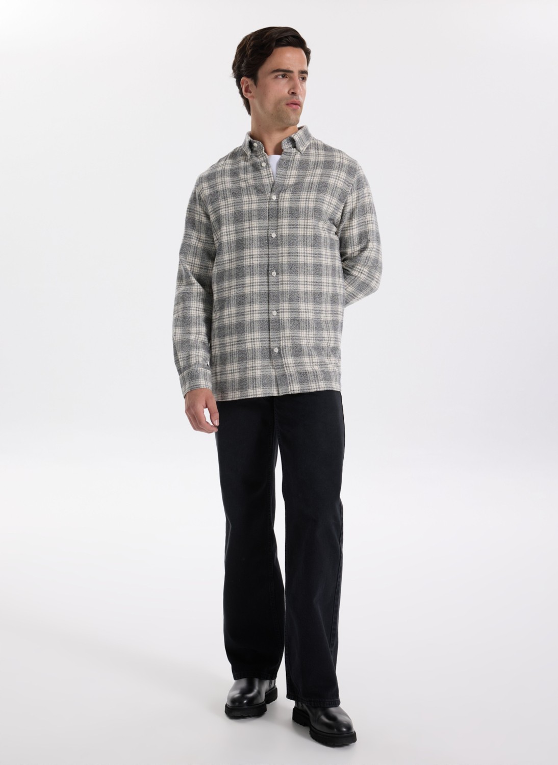 Fabrika Yüksek Bel Geniş Paça Straight Siyah Kadın Denim Pantolon F5WL-PNT0189 görsel 3