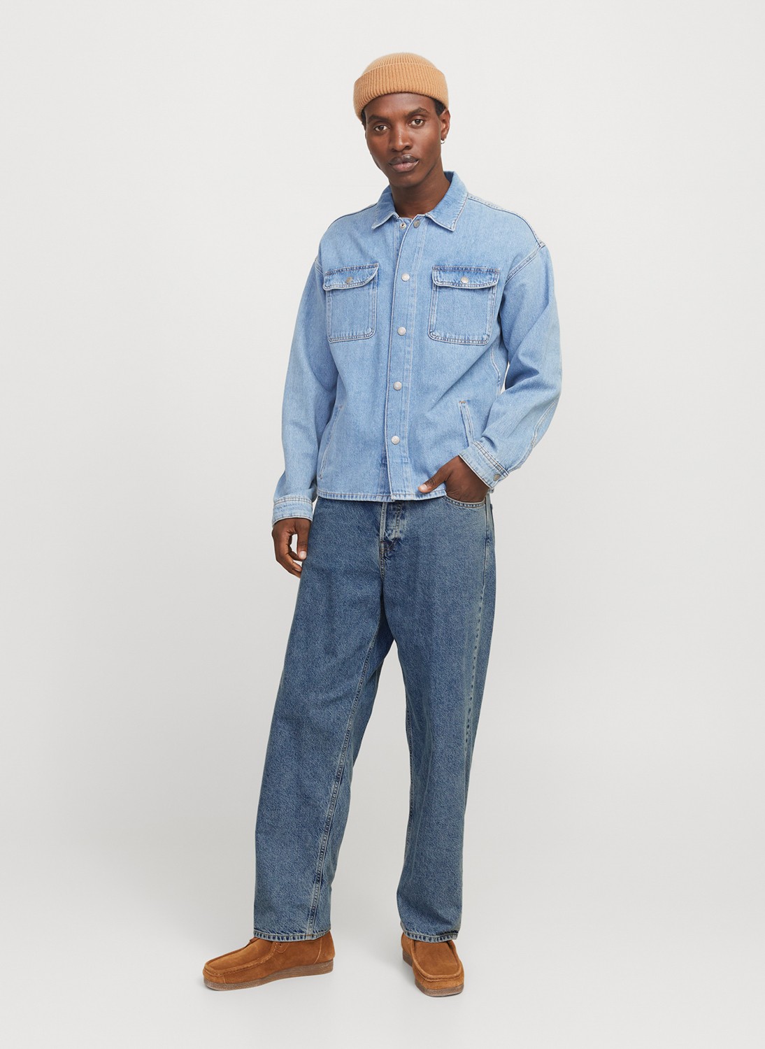 Jack & Jones Mavi Baggy Denim Pantolon %100 Pamuk Normal Bel Özellikli 12269484_JJIALEX Jjorıgınal Sq 060