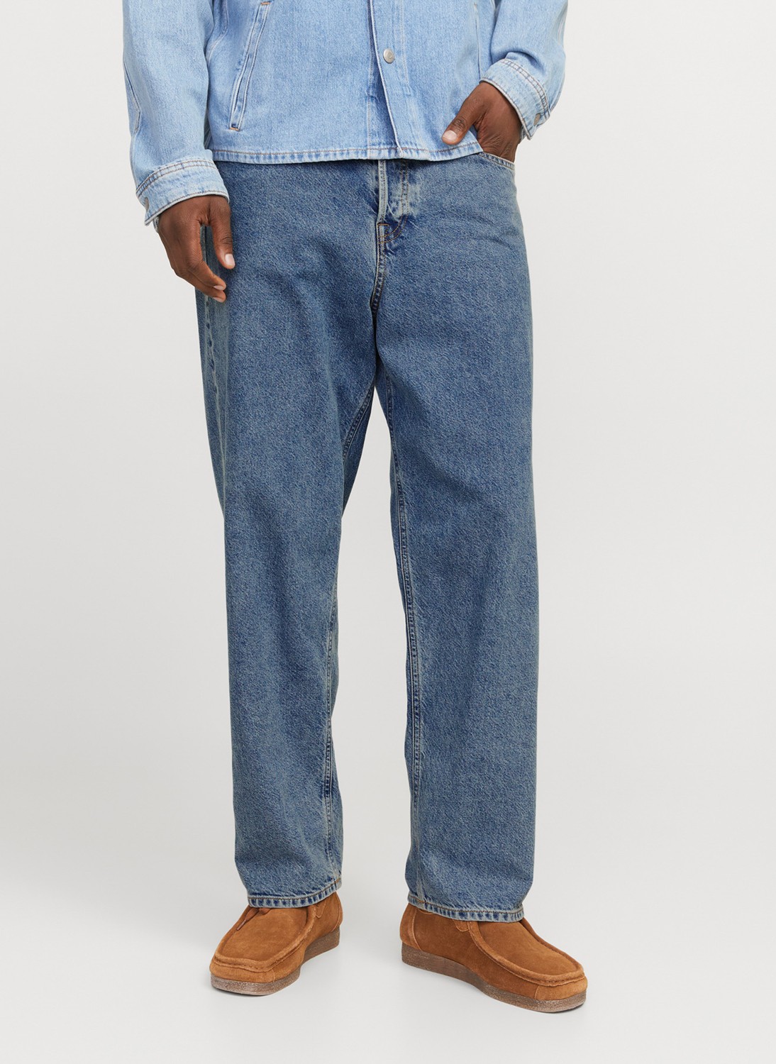 Jack & Jones Mavi Baggy Denim Pantolon %100 Pamuk Normal Bel Özellikli 12269484_JJIALEX Jjorıgınal Sq 060 görsel 3