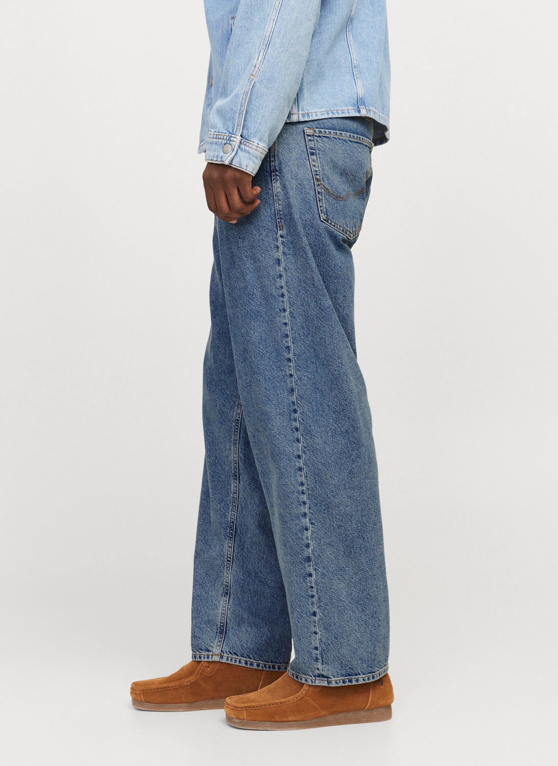 Jack & Jones Mavi Baggy Denim Pantolon %100 Pamuk Normal Bel Özellikli 12269484_JJIALEX Jjorıgınal Sq 060 görsel 4