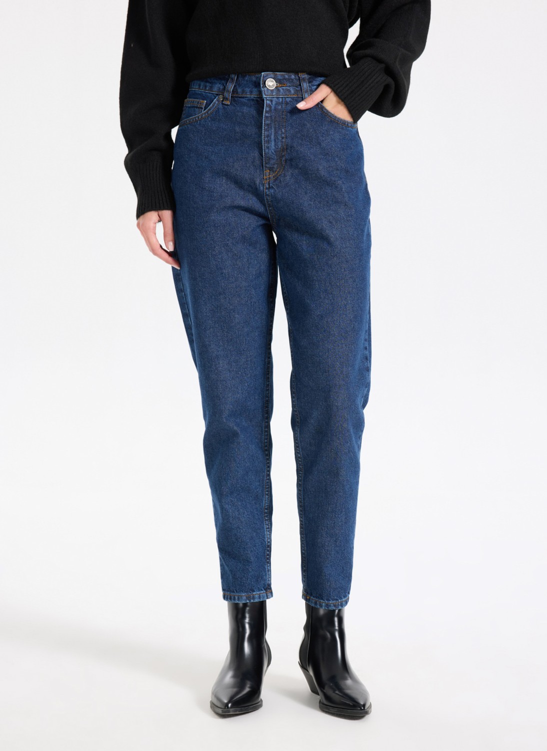 Jeep Yüksek Bel Düz Paça Mom Fit Indigo Kadın Denim Pantolon J5WL-PNT7030 görsel 3