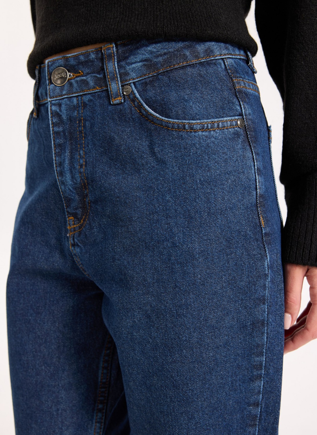 Jeep Yüksek Bel Düz Paça Mom Fit Indigo Kadın Denim Pantolon J5WL-PNT7030 görsel 4