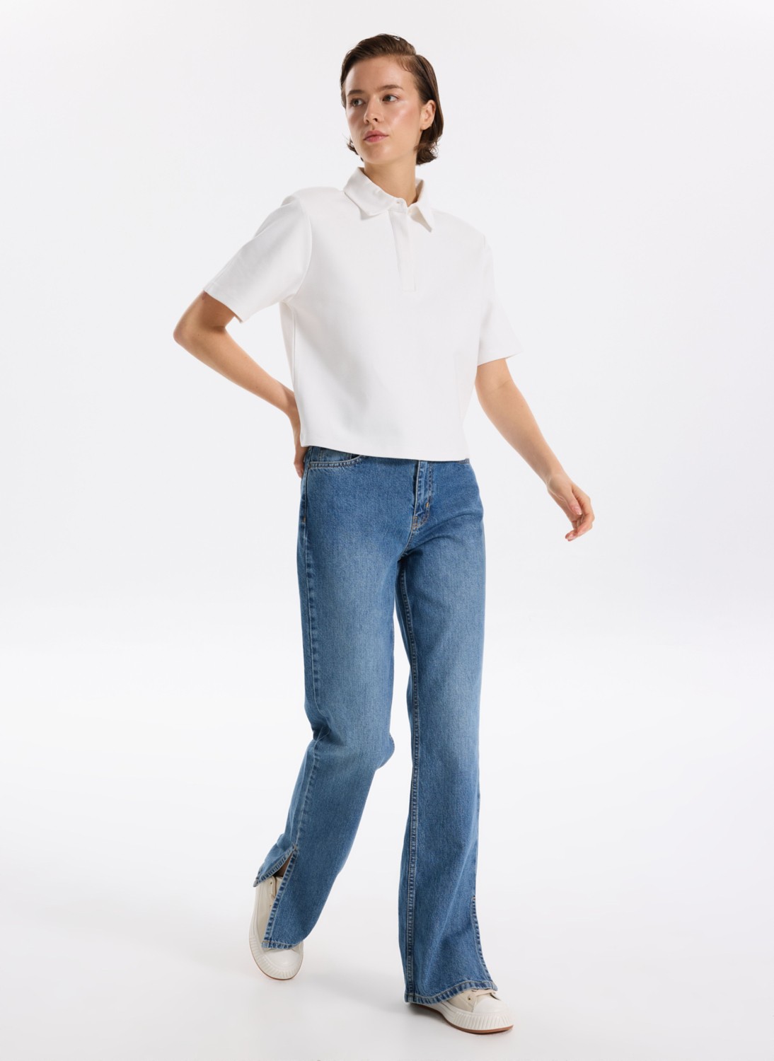 Fabrika Yüksek Bel Normal Paça Straight Indigo Kadın Denim Pantolon F5WL-PNT0190