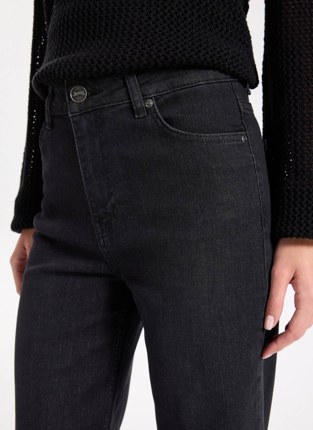 Jeep Yüksek Bel Bol Paça Flare Siyah Kadın Denim Pantolon J5WL-PNT7068 görsel 4