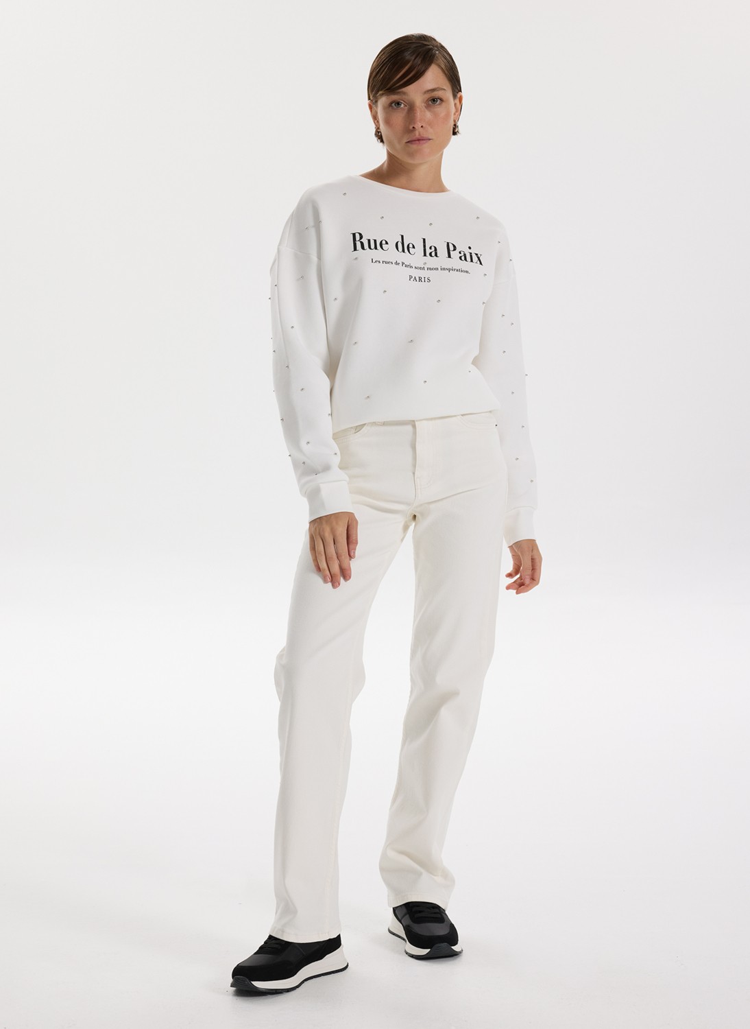 Fabrika Yüksek Bel Normal Paça Regular Straight Beyaz Kadın Denim Pantolon F5WL-PNT0192
