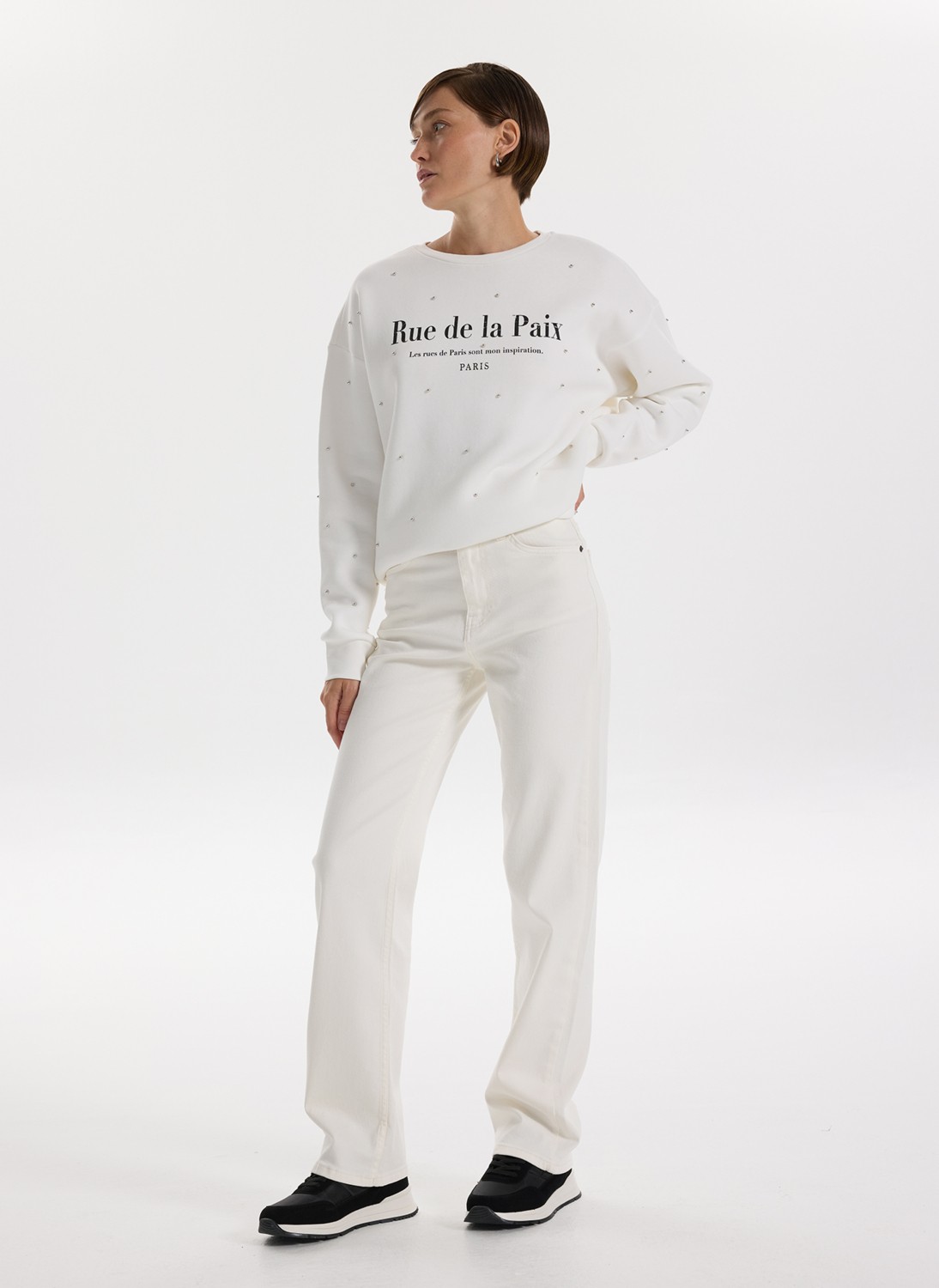 Fabrika Yüksek Bel Normal Paça Regular Straight Beyaz Kadın Denim Pantolon F5WL-PNT0192 görsel 2