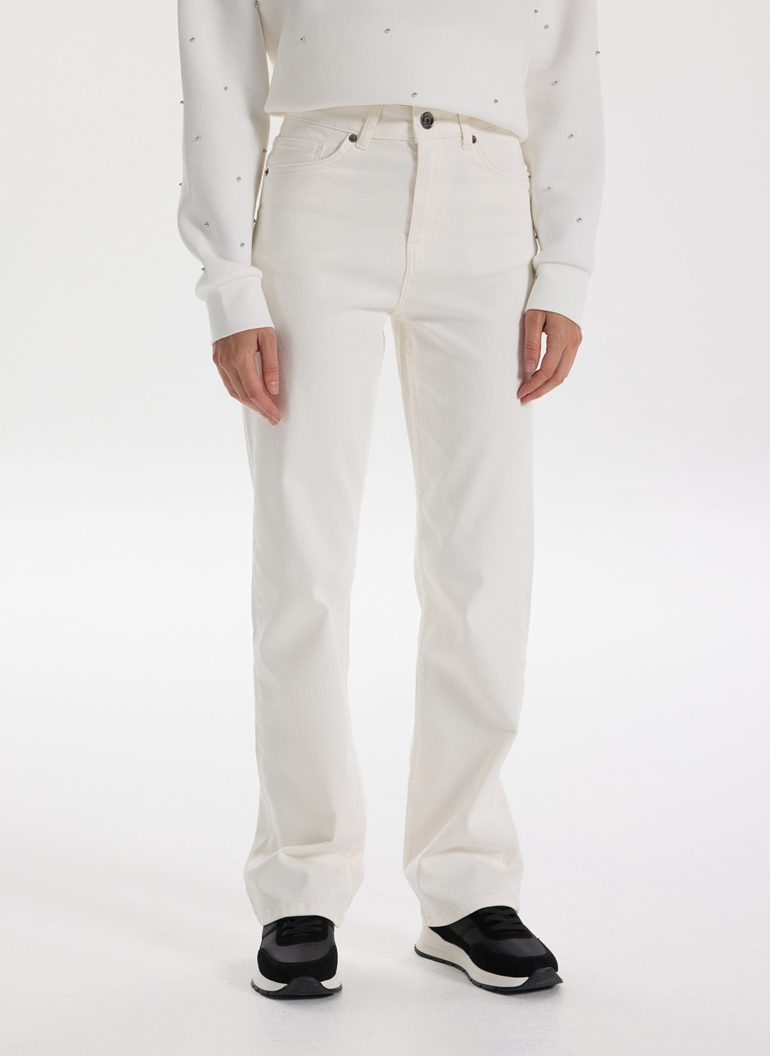 Fabrika Yüksek Bel Normal Paça Regular Straight Beyaz Kadın Denim Pantolon F5WL-PNT0192 görsel 4