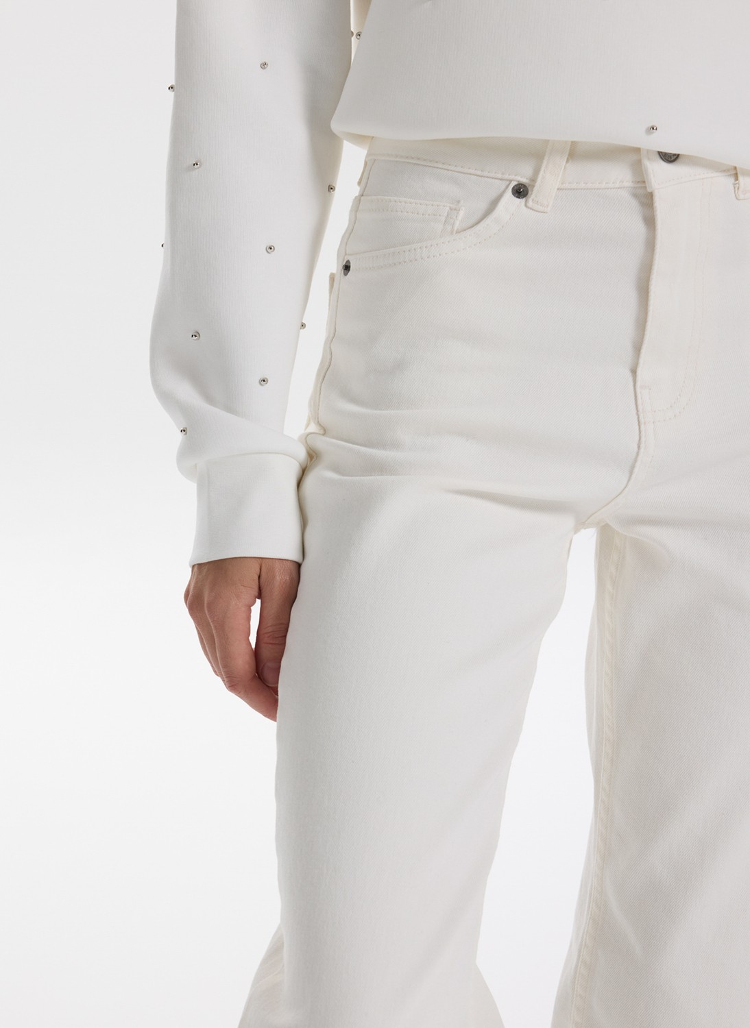 Fabrika Yüksek Bel Normal Paça Regular Straight Beyaz Kadın Denim Pantolon F5WL-PNT0192 görsel 5