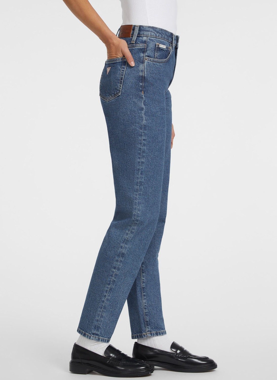 Guess Jeans Yüksek Bel Düz Paça Relaxed Mavi Kadın Denim Pantolon Guess Jeans Kadın Relaxed Fit Jean görsel 3