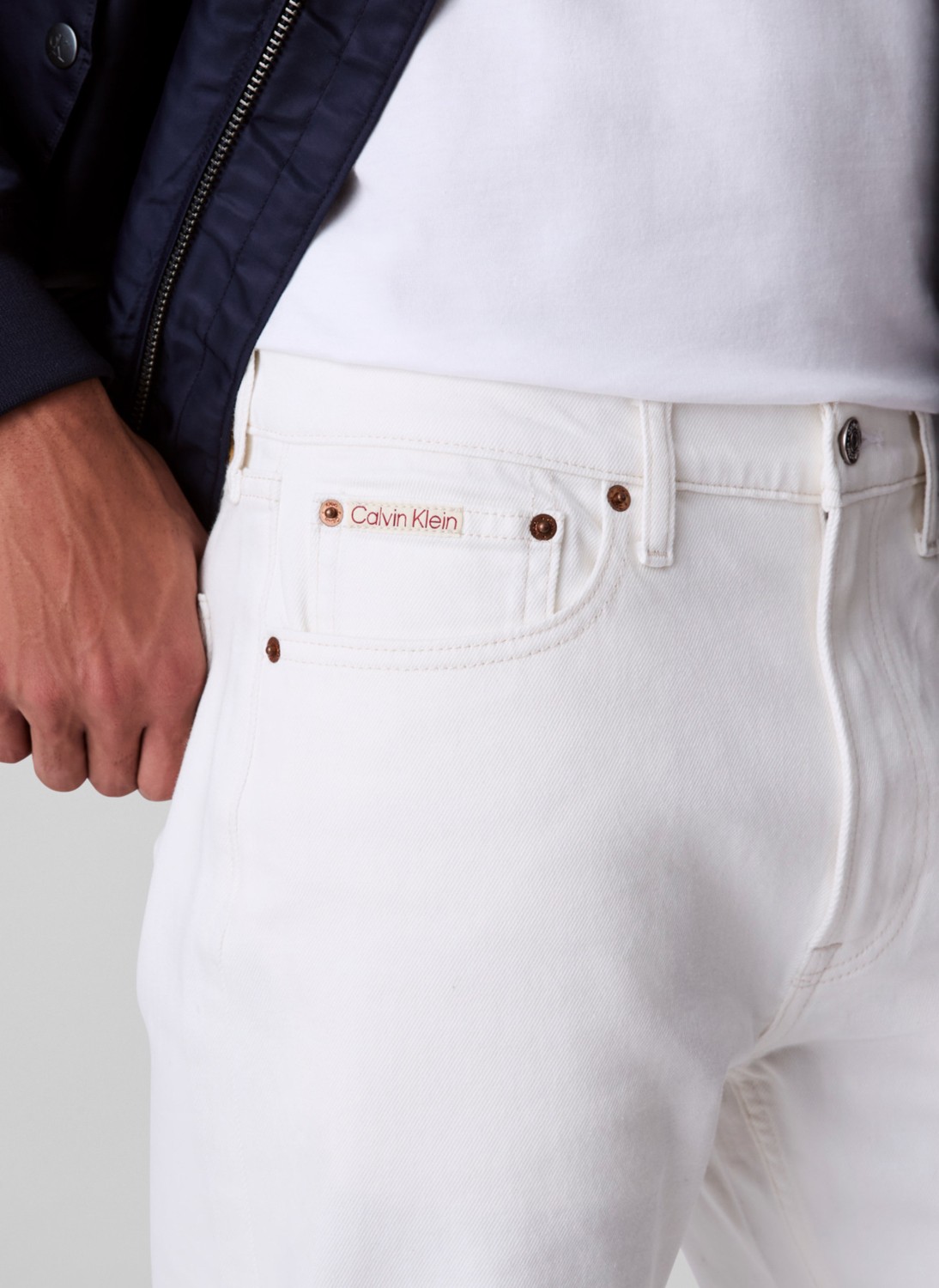 Calvin Klein Jeans Normal Bel Straight Beyaz Erkek Denim Pantolon LV04LB781GASN Stndrd Strght Chalk W görsel 3