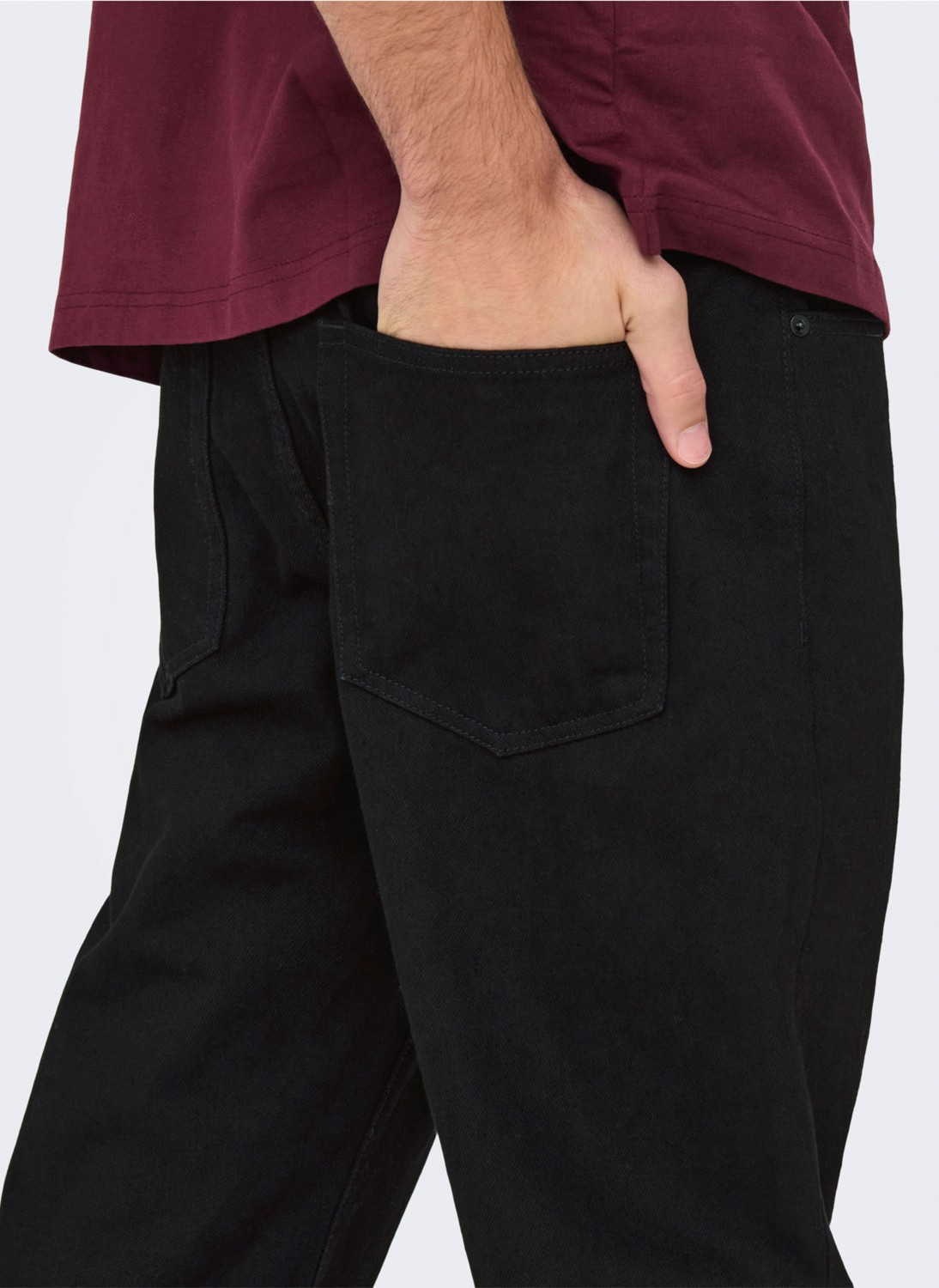 Only & Sons Orta Bel Rahat Siyah Erkek Denim Pantolon Onsedge Stay Black 3425 Azg Dnm Noo görsel 3